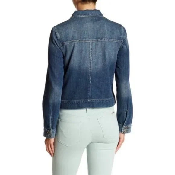 PAIGE Aveline Long Sleeve Distressed Denim Jeans Jacket